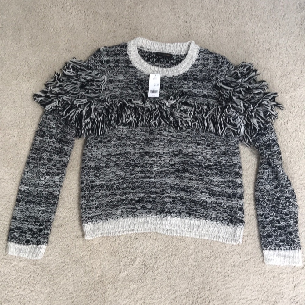 Banana republic ruffle sweater black grey M NWT